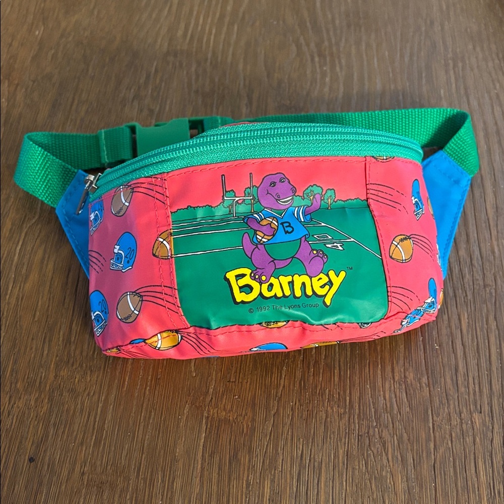 Vintage 1992 Barney hip pack kids toddler size football